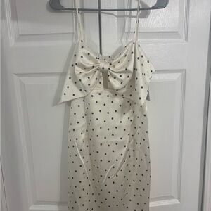 Cream Polka Dot Dress with Bow
